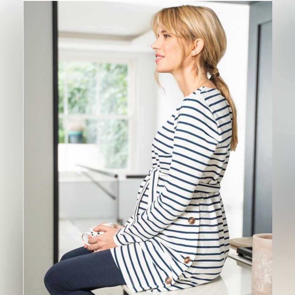 Seraphine Striped Cotton Maternity and Nursing Tunic